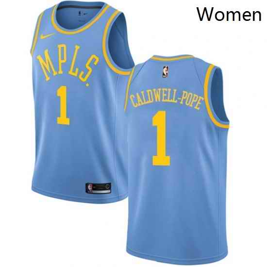 Womens Nike Los Angeles Lakers 1 Kentavious Caldwell Pope Swingman Blue Hardwood Classics NBA Jersey